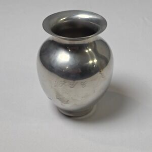 Reed & Barton Pewter Vase P105 Vintage Engraved TYC Silver Tone Patina 5.5"